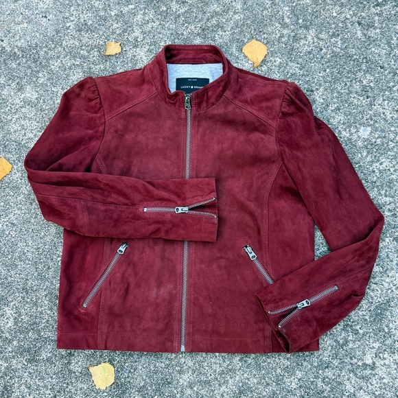 Super cool Lucky Brand Genuine Suede Leather Jacket – Women’s Medium – Burgundy - Picture 1 of 11